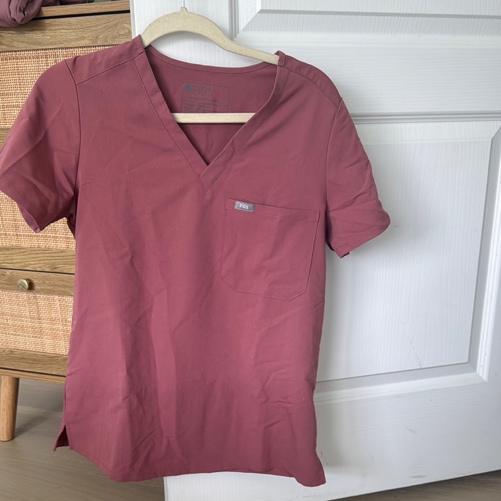 Maroon figs V-Neck Scrub Top